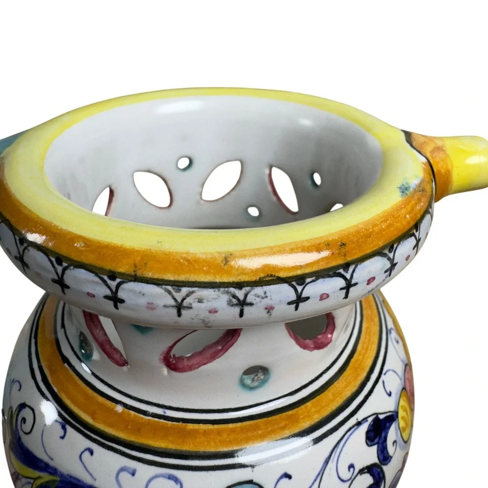 P.V. Italy Majolica Puzzle Jug Drink If You Can Hand Painted Ceramic Pitcher